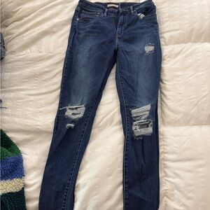 Levi's Women's Dark Blue Distressed Skinny Jeans